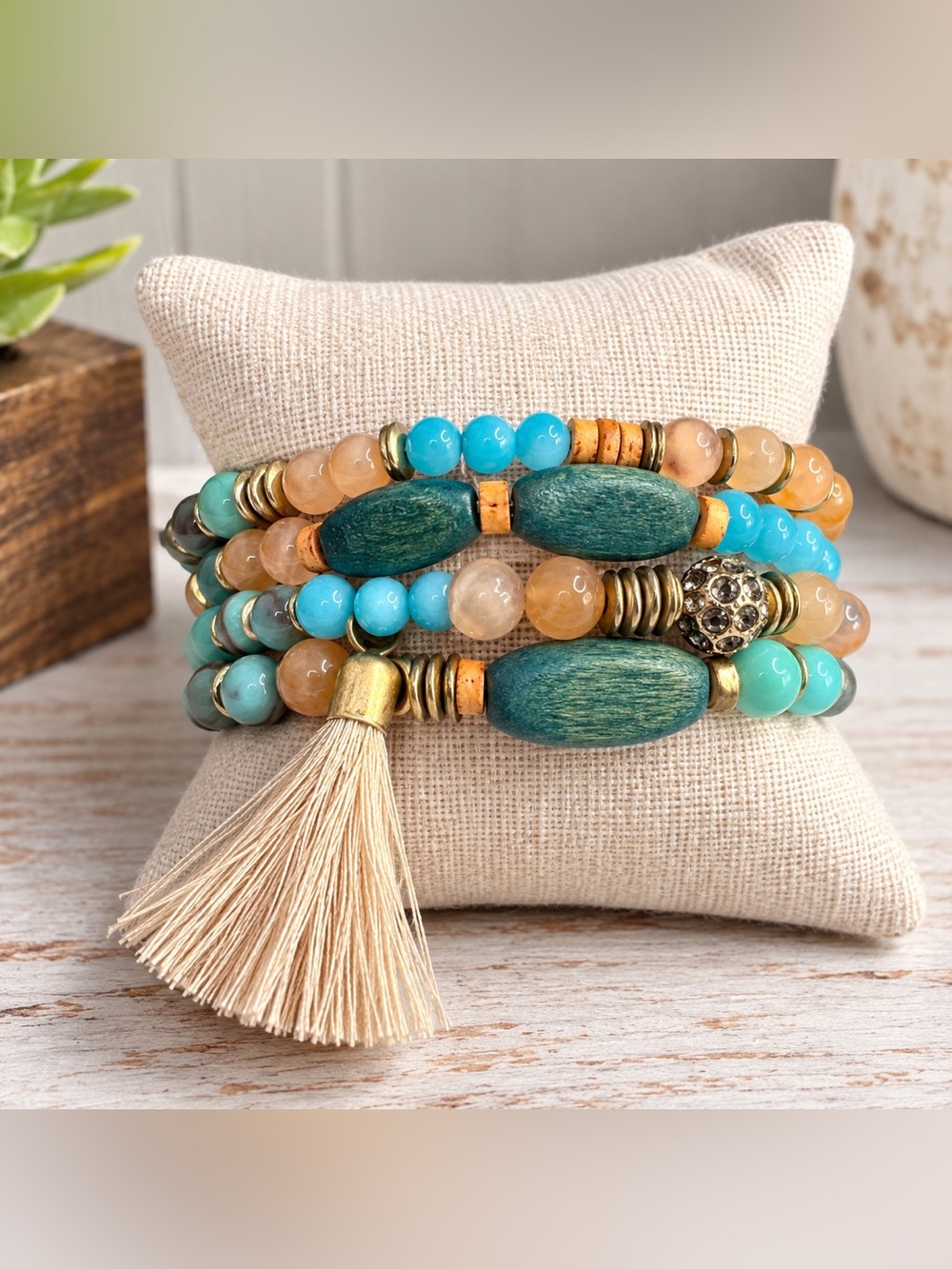 Lydell NYC Boho Beaded Tassel Bracelet – A1/po
